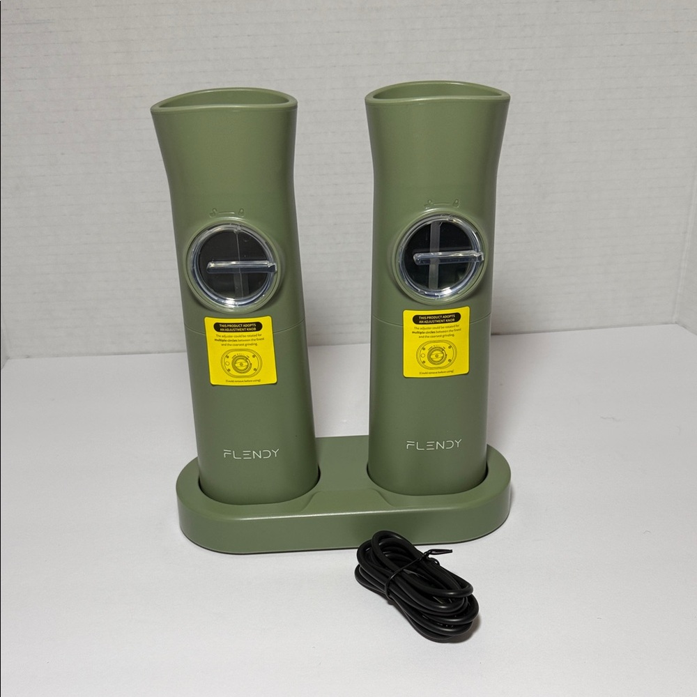Flendy Gravity Electric Salt & Pepper Grinder Set Sage USB Rechargeable Open Box